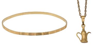 A bangle and a pendant on chain