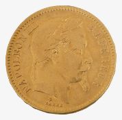 France. Napoleon III, gold 20 Francs, 1865