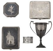 A late 19th century Russian .84 silver cigarette case and other items