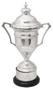 An Elizabeth II silver twin handled trophy and cover