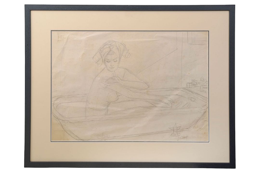 Vladimir Tretchikoff 'Barbara in the Bath' oil on board, sketch and books - Image 2 of 5