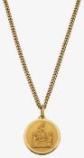 A circular pendant and chain