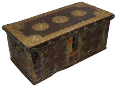 A small early 19th century Zanzibar brass bound and studded chest