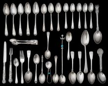 A George IV Queens pattern silver christening knife and fork + spoons