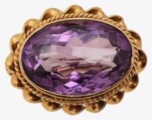 A 9ct gold amethyst brooch