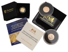 2018 + 2020 gold half sovereigns + 2019 Four-Sided quarter sovereign