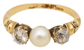 A pearl and white-gem set ring