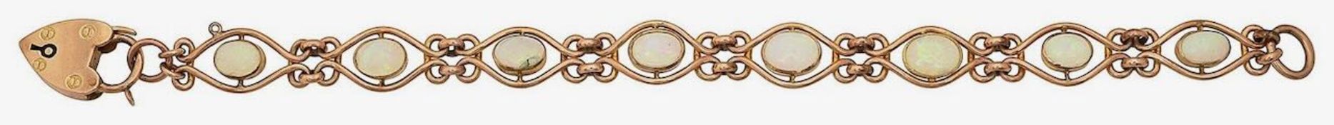 An Edwardian opal set fancy knot link bracelet