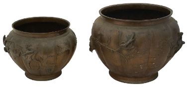 Two Japanese Meiji period bronze jardinieres