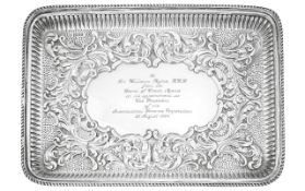 A late Victorian silver dressing table tray