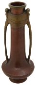 A Japanese Meiji period patinated bronze bottle vase