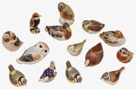 Fourteen Royal Crown Derby Bird Paperweights