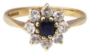 9ct gold and sapphire cluster ring