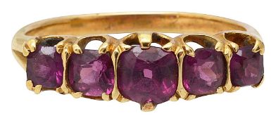 A five stone ruby ring
