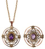 An Edwardian pendant and brooch