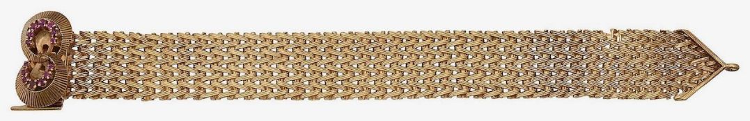 A 9ct yellow gold and ruby-set jarretire bracelet