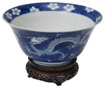 A 19th century Chinese blue and white dragon bowl