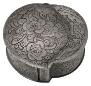 A 19th century Chinese pewter peach shaped snuff box
