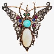 A multi gem-set butterfly brooch
