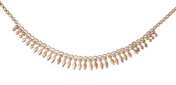 A 9ct gold tri-coloured fringe necklace