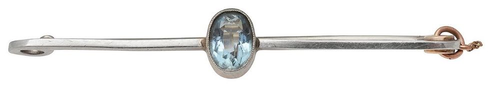 An aquamarine bar brooch