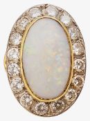 An opal and diamond ring