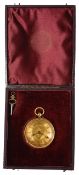 A Victorian 18ct gold key wind open faced pocket watch