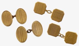Two sets of gold cufflinks