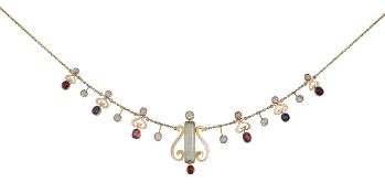 A multi gem-set fringe necklace