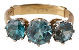 A zircon three stone ring