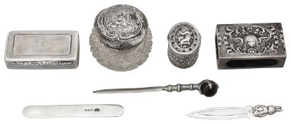 A William IV silver snuff box and other silver