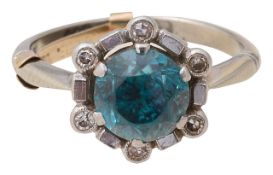 A zircon and diamond cluster ring