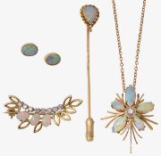 A collection of opal set jewellery