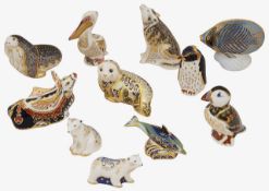 Ten Royal Crown Derby animal paperweight