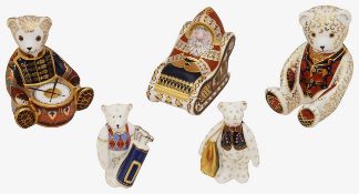 Five Royal Crown Derby novelty paperweights