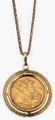 An Elizabeth II sovereign pendant