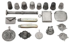 A Victorian silver combination calendar propelling pencil and other items
