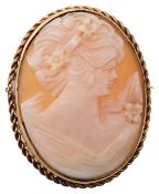 A cameo shell brooch