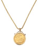 An Elizabeth sovereign pendant