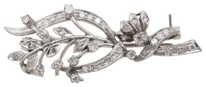 A diamond-set floral spray brooch