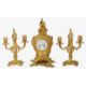 A late 19th century French Louis XV Rococo style gilt bronze clock garniture - Image 1 of 5