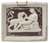 A 19th century Staffordshire pearlware plaque of Androcles and the Lion