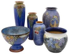 Six pieces of Royal Doulton stoneware