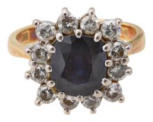 A sapphire and diamond cluster ring