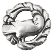 A silver dove brooch by Kristian Moehl-Hansen for Georg Jensen