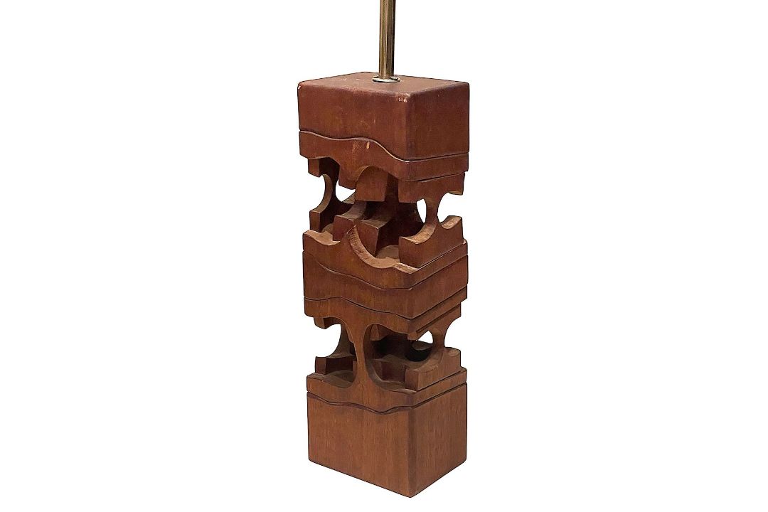 Brian Willsher (British, 1930-2010) A sculptural teak table lamp - Image 1 of 2