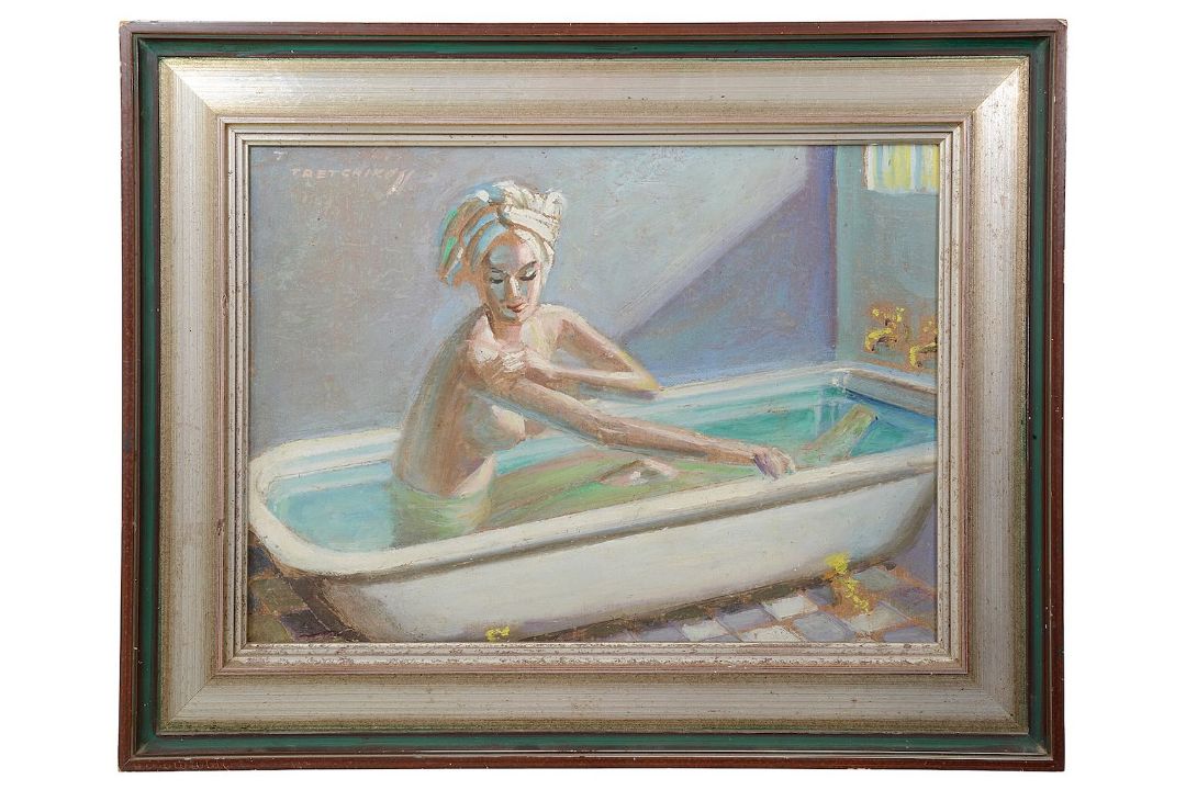 Vladimir Tretchikoff 'Barbara in the Bath' oil on board, sketch and books - Image 1 of 5