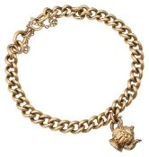 A curb-link bracelet with charm