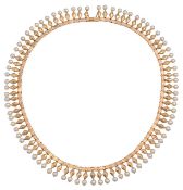 A Continental gold and pearl fringe necklace