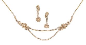 A diamond set demi-parure